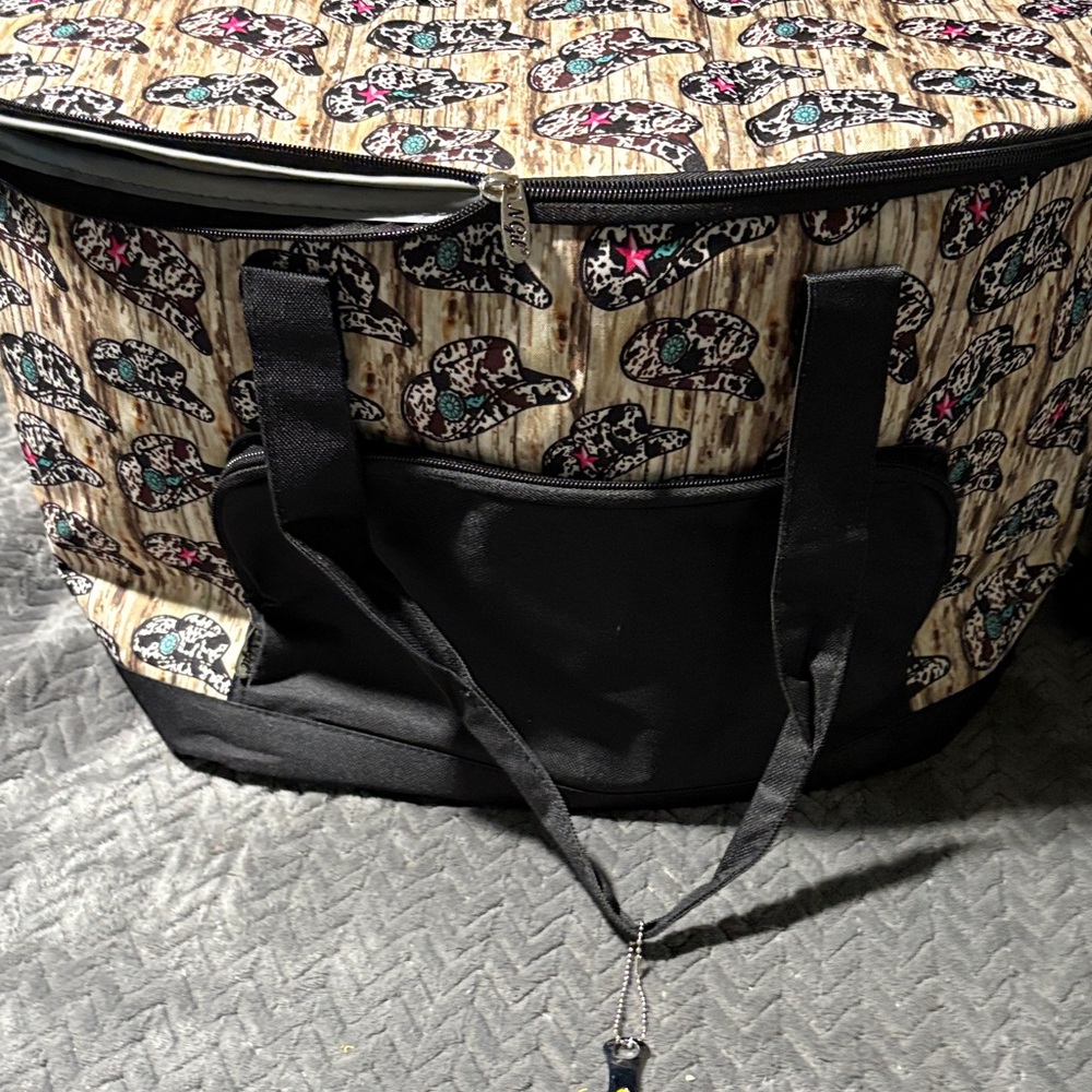 Patterned insulated cooler Bag with Black Accents